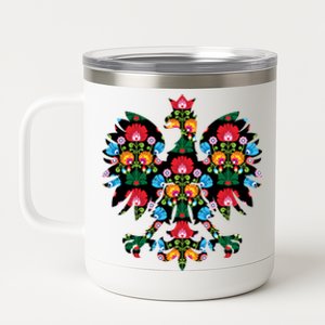 Polish Eagle Gift Poland Wycinanki Emblem, Polish Folk Art Fest Gift 12 oz Stainless Steel Tumbler Cup