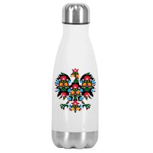 Polish Eagle Gift Poland Wycinanki Emblem, Polish Folk Art Fest Gift Stainless Steel Insulated Water Bottle