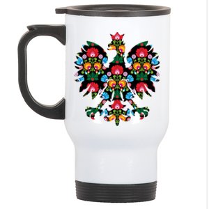 Polish Eagle Gift Poland Wycinanki Emblem, Polish Folk Art Fest Gift Stainless Steel Travel Mug