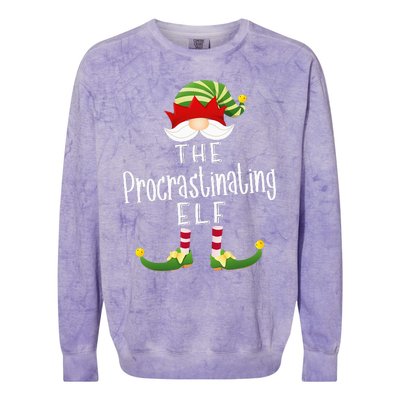 Procrastinating Elf Group Christmas Funny Pajama Party Colorblast Crewneck Sweatshirt