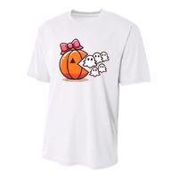 Pumpkin Eating Ghost Funny Halloween Gamer Women Youth Performance Sprint T-Shirt