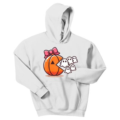 Pumpkin Eating Ghost Funny Halloween Gamer Women Kids Hoodie