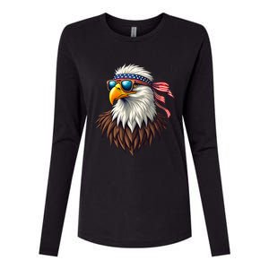 Patriotic Eagle Graphic Retro American Flag Design Womens Cotton Relaxed Long Sleeve T-Shirt