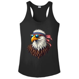 Patriotic Eagle Graphic Retro American Flag Design Ladies PosiCharge Competitor Racerback Tank