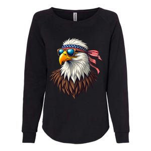 Patriotic Eagle Graphic Retro American Flag Design Womens California Wash Sweatshirt