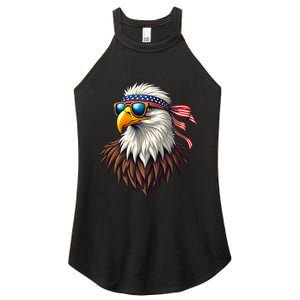 Patriotic Eagle Graphic Retro American Flag Design Women's Perfect Tri Rocker Tank