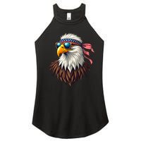 Patriotic Eagle Graphic Retro American Flag Design Women's Perfect Tri Rocker Tank