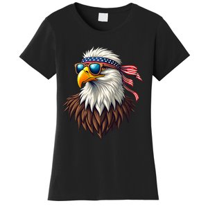 Patriotic Eagle Graphic Retro American Flag Design Women's T-Shirt