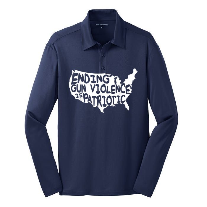 Peace Ending Gun Violence Is Patriotic Awareness Day Silk Touch Performance Long Sleeve Polo