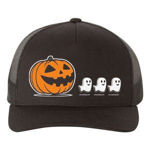 Pumpkin Eating Ghost Jack O Lantern Halloween Gamer Yupoong Adult 5-Panel Trucker Hat