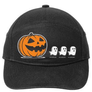 Pumpkin Eating Ghost Jack O Lantern Halloween Gamer 7-Panel Snapback Hat