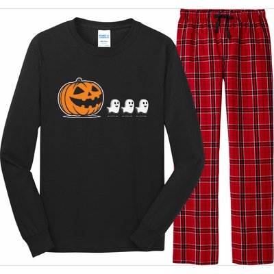 Pumpkin Eating Ghost Jack O Lantern Halloween Gamer Long Sleeve Pajama Set