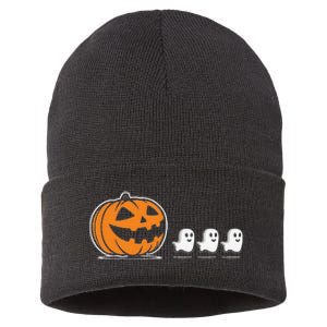 Pumpkin Eating Ghost Jack O Lantern Halloween Gamer Sustainable Knit Beanie