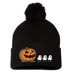 Pumpkin Eating Ghost Jack O Lantern Halloween Gamer Pom Pom 12in Knit Beanie