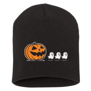 Pumpkin Eating Ghost Jack O Lantern Halloween Gamer Short Acrylic Beanie