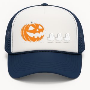 Pumpkin Eating Ghost Jack O Lantern Halloween Gamer Trucker Hat