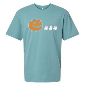 Pumpkin Eating Ghost Jack O Lantern Halloween Gamer Sueded Cloud Jersey T-Shirt