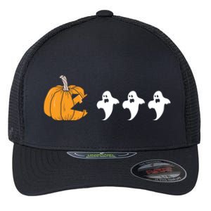 Pumpkin Eating Ghost Clothing Funny Halloween Cool Gift Flexfit Unipanel Trucker Cap