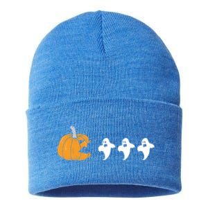 Pumpkin Eating Ghost Clothing Funny Halloween Cool Gift Sustainable Knit Beanie