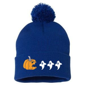 Pumpkin Eating Ghost Clothing Funny Halloween Cool Gift Pom Pom 12in Knit Beanie