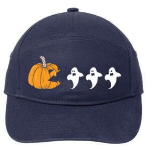 Pumpkin Eating Ghost Clothing Funny Halloween Cool Gift 7-Panel Snapback Hat