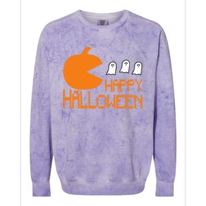 Pumpkin Eating Ghost Funny Halloween Gamer Meaningful Gift Colorblast Crewneck Sweatshirt