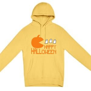 Pumpkin Eating Ghost Funny Halloween Gamer Meaningful Gift Premium Pullover Hoodie