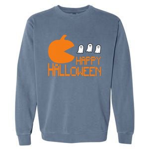 Pumpkin Eating Ghost Funny Halloween Gamer Meaningful Gift Garment-Dyed Sweatshirt