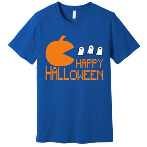 Pumpkin Eating Ghost Funny Halloween Gamer Meaningful Gift Premium T-Shirt