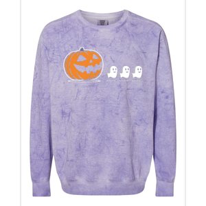 Pumpkin Eating Ghost Jack O Lantern Halloween Gamer Cool Gift Colorblast Crewneck Sweatshirt