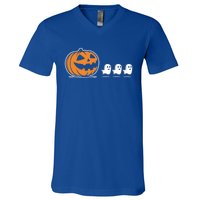 Pumpkin Eating Ghost Jack O Lantern Halloween Gamer Cool Gift V-Neck T-Shirt