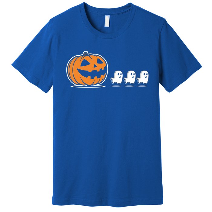 Pumpkin Eating Ghost Jack O Lantern Halloween Gamer Cool Gift Premium T-Shirt