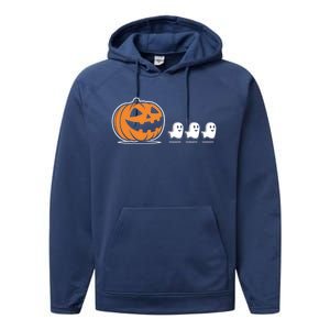 Pumpkin Eating Ghost Jack O Lantern Halloween Gamer Cool Gift Performance Fleece Hoodie