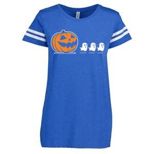 Pumpkin Eating Ghost Jack O Lantern Halloween Gamer Cool Gift Enza Ladies Jersey Football T-Shirt