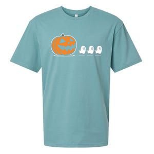 Pumpkin Eating Ghost Jack O Lantern Halloween Gamer Cool Gift Sueded Cloud Jersey T-Shirt