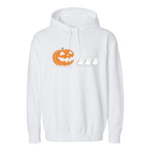 Pumpkin Eating Ghost Jack O Lantern Halloween Gamer Cool Gift Garment-Dyed Fleece Hoodie