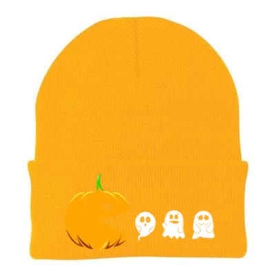 Pumpkin Eating Ghosts Funny Halloween Costume For Gamers Gift Knit Cap Winter Beanie