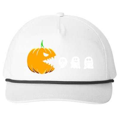 Pumpkin Eating Ghosts Funny Halloween Costume For Gamers Gift Snapback Five-Panel Rope Hat