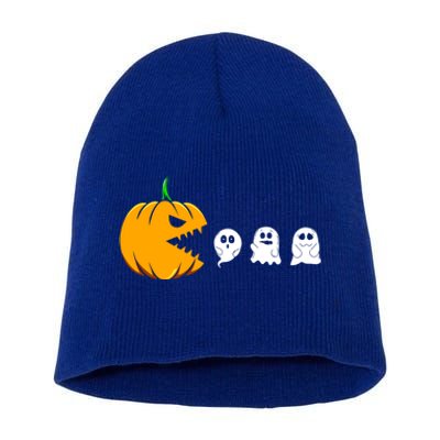 Pumpkin Eating Ghosts Funny Halloween Costume For Gamers Gift Short Acrylic Beanie