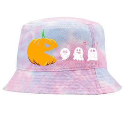 Pumpkin Eating Ghosts Funny Halloween Costume For Gamers Gift Tie-Dyed Bucket Hat