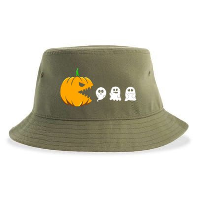 Pumpkin Eating Ghosts Funny Halloween Costume For Gamers Gift Sustainable Bucket Hat