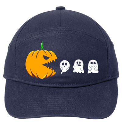 Pumpkin Eating Ghosts Funny Halloween Costume For Gamers Gift 7-Panel Snapback Hat