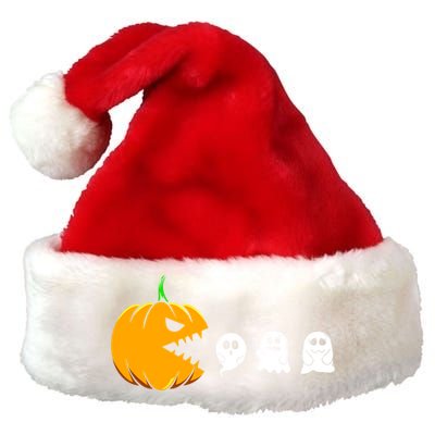 Pumpkin Eating Ghosts Funny Halloween Costume For Gamers Gift Premium Christmas Santa Hat