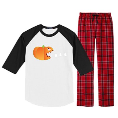 Pumpkin Eating Ghosts Funny Trick Or Treat Costume Gift Raglan Sleeve Pajama Set