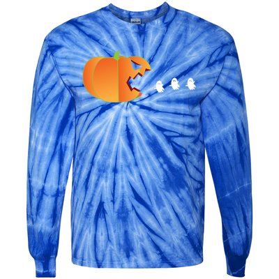 Pumpkin Eating Ghosts Funny Trick Or Treat Costume Gift Tie-Dye Long Sleeve Shirt