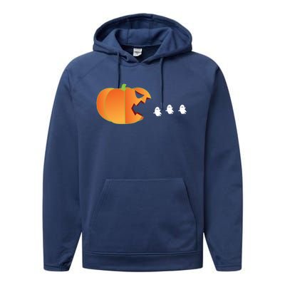 Pumpkin Eating Ghosts Funny Trick Or Treat Costume Gift Performance Fleece Hoodie