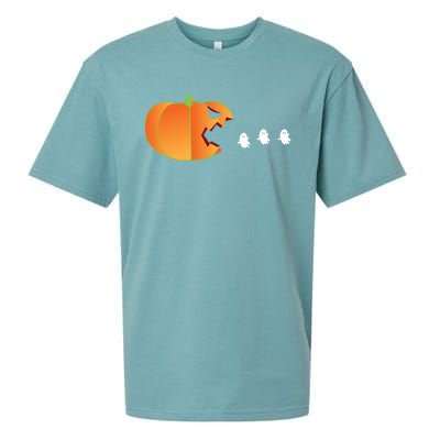 Pumpkin Eating Ghosts Funny Trick Or Treat Costume Gift Sueded Cloud Jersey T-Shirt