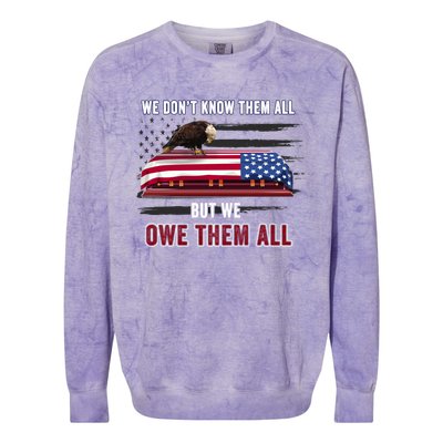 Patriotic Eagle Honor The Fallen Thank Them We Owe Them All Gift Colorblast Crewneck Sweatshirt