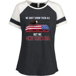 Patriotic Eagle Honor The Fallen Thank Them We Owe Them All Gift Enza Ladies Jersey Colorblock Tee