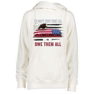 Patriotic Eagle Honor The Fallen Thank Them We Owe Them All Gift Womens Funnel Neck Pullover Hood